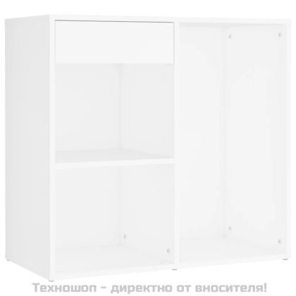 LED тоалетка с шкаф, бяла, инженерно дърво