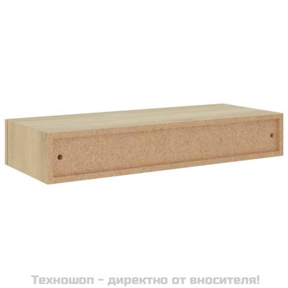 Стенен рафт с чекмедже, дъб, 60x23,5x10 см, МДФ