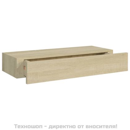 Стенен рафт с чекмедже, дъб, 60x23,5x10 см, МДФ