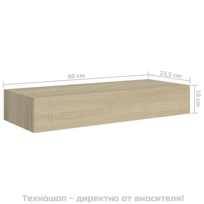 Стенен рафт с чекмедже, дъб, 60x23,5x10 см, МДФ