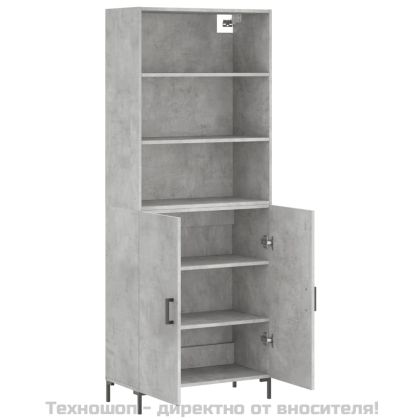 Висок шкаф, бетонно сив, 69,5x34x180 см, инженерно дърво