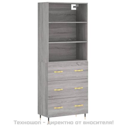 Висок шкаф, сив сонома, 69,5x34x180 см, инженерно дърво
