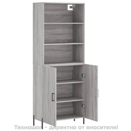 Висок шкаф, сив сонома, 69,5x34x180 см, инженерно дърво