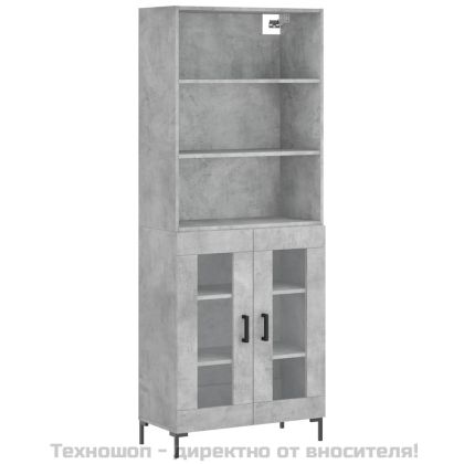 Висок шкаф, бетонно сив, 69,5x34x180 см, инженерно дърво
