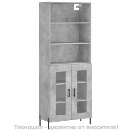 Висок шкаф, бетонно сив, 69,5x34x180 см, инженерно дърво