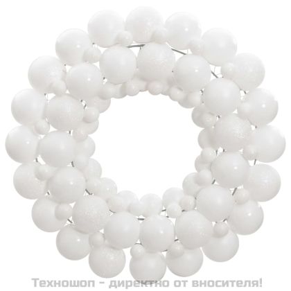 Коледен венец, бял, 45 см, полистирен