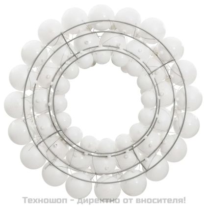 Коледен венец, бял, 45 см, полистирен