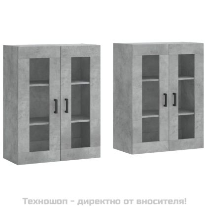 Стенни шкафове, 2 бр, бетонно сиви, инженерно дърво