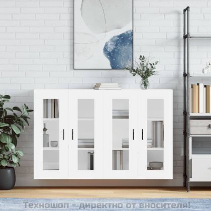 Стенни шкафове, 2 бр, бели, инженерно дърво