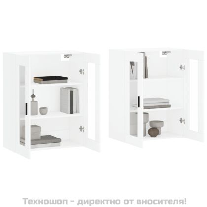 Стенни шкафове, 2 бр, бели, инженерно дърво