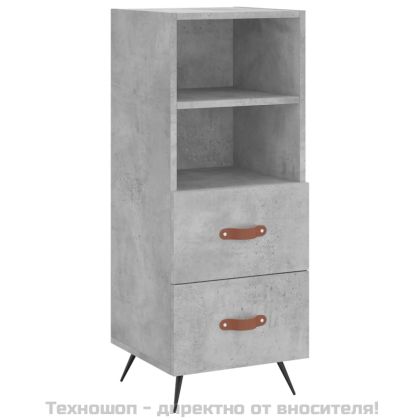 Висок шкаф, бетонно сив, 34,5x34x180 см, инженерно дърво