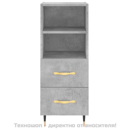 Висок шкаф, бетонно сив, 34,5x34x180 см, инженерно дърво