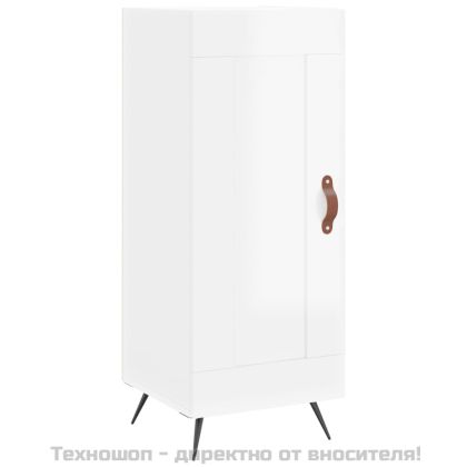 Висок шкаф, бял гланц, 34,5x34x180 см, инженерно дърво