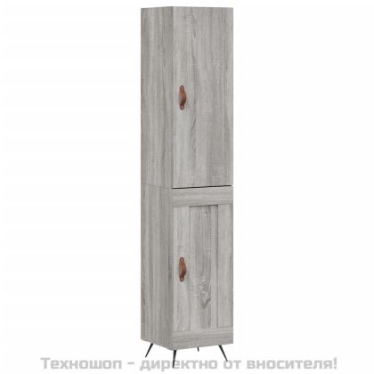 Висок шкаф, сив сонома, 34,5x34x180 см, инженерно дърво