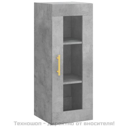 Висок шкаф, бетонно сив, 34,5x34x180 см, инженерно дърво