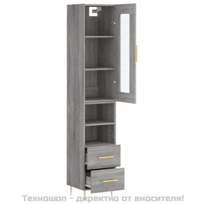 Висок шкаф, сив сонома, 34,5x34x180 см, инженерно дърво