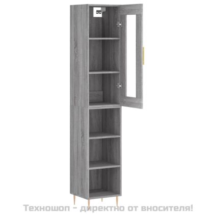 Висок шкаф, сив сонома, 34,5x34x180 см, инженерно дърво