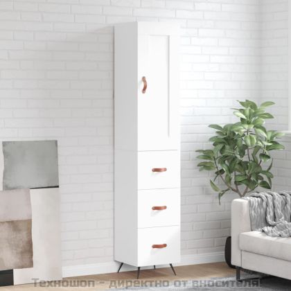 Висок шкаф, бял, 34,5x34x180 см, инженерно дърво