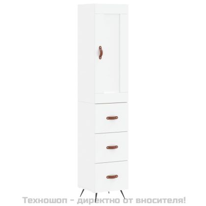Висок шкаф, бял, 34,5x34x180 см, инженерно дърво