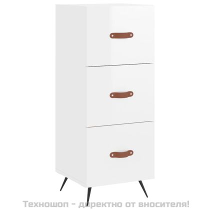 Висок шкаф, бял гланц, 34,5x34x180 см, инженерно дърво