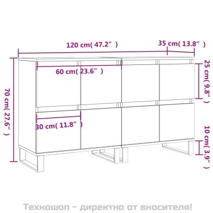 Сайдборди, 2 бр, бял гланц, инженерно дърво