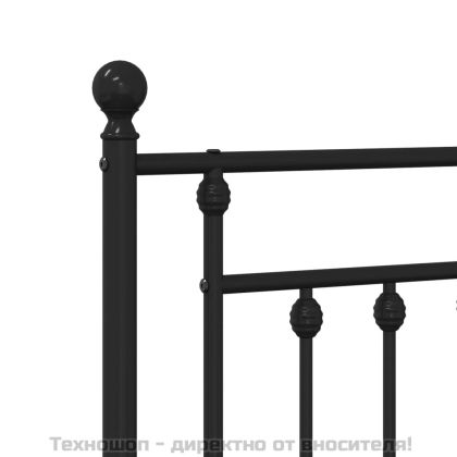 Метална рамка за легло с горна табла, черна, 100x190 см