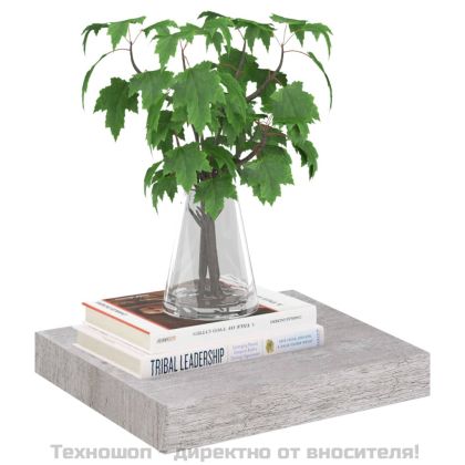 Окачен стенен рафт, бетонно сив, 23x23,5x3,8 см, МДФ