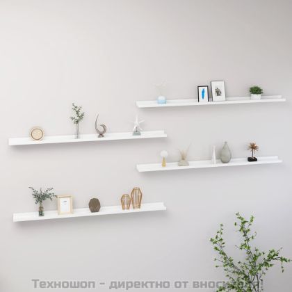 Стенни рафтове, 4 бр, бели, 115x9x3 см