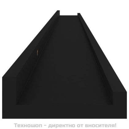 Стенни рафтове, 4 бр, черни, 115x9x3 см