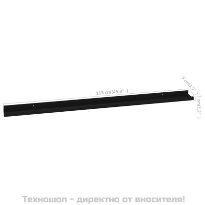 Стенни рафтове, 4 бр, черни, 115x9x3 см