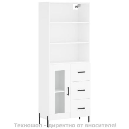 Висок шкаф, бял, 69,5x34x180 см, инженерно дърво