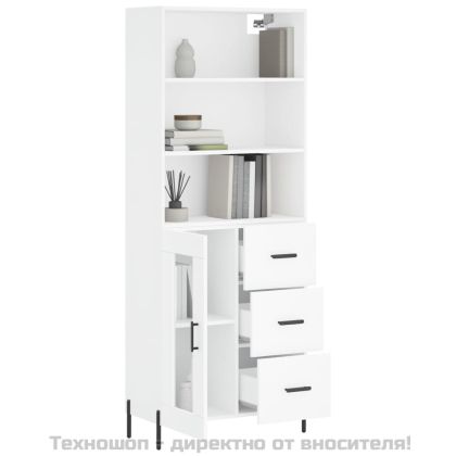 Висок шкаф, бял, 69,5x34x180 см, инженерно дърво