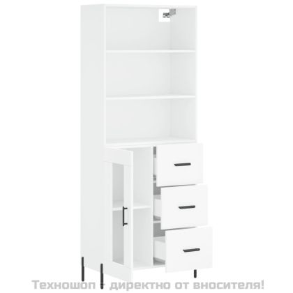 Висок шкаф, бял, 69,5x34x180 см, инженерно дърво