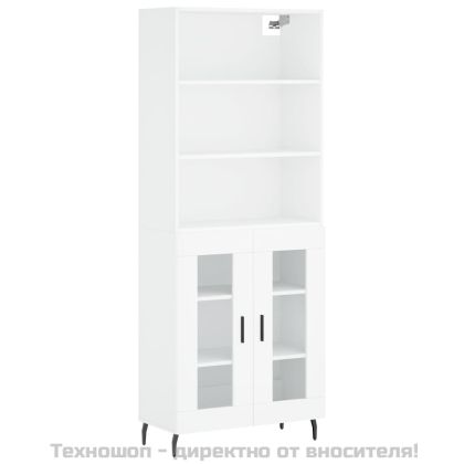 Висок шкаф, бял, 69,5x34x180 см, инженерно дърво