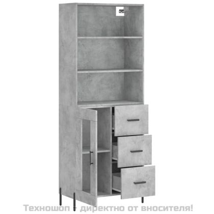 Висок шкаф, бетонно сив, 69,5x34x180 см, инженерно дърво