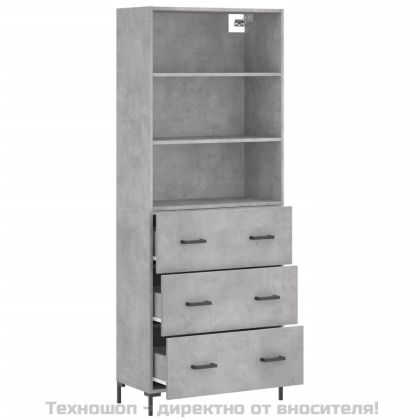 Висок шкаф, бетонно сив, 69,5x34x180 см, инженерно дърво