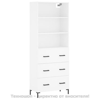Висок шкаф, бял, 69,5x34x180 см, инженерно дърво