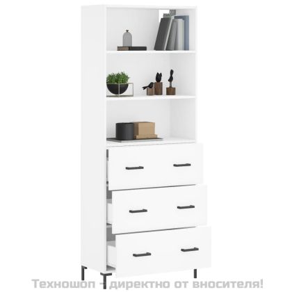 Висок шкаф, бял, 69,5x34x180 см, инженерно дърво