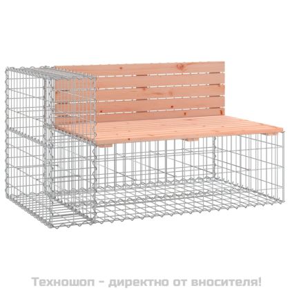 Градинска пейка габион 347x71x65,5 см дугласко дърво масив