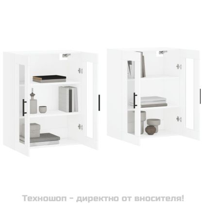 Стенни шкафове, 2 бр, бели, инженерно дърво