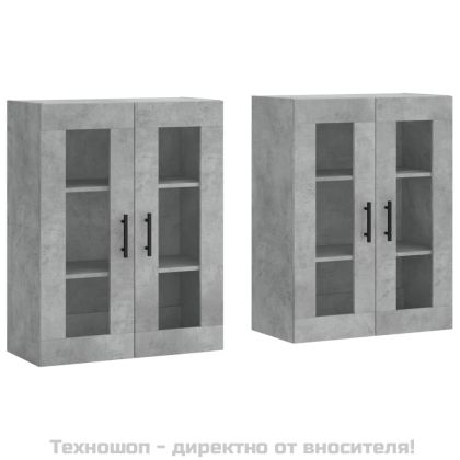 Стенни шкафове, 2 бр, бетонно сиви, инженерно дърво