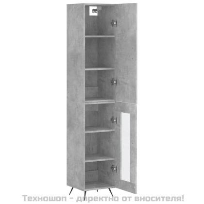 Висок шкаф, бетонно сив, 34,5x34x180 см, инженерно дърво