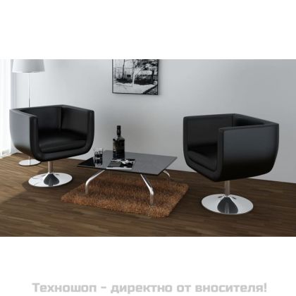 Бар столове, 2 броя, изкуствена кожа, черни