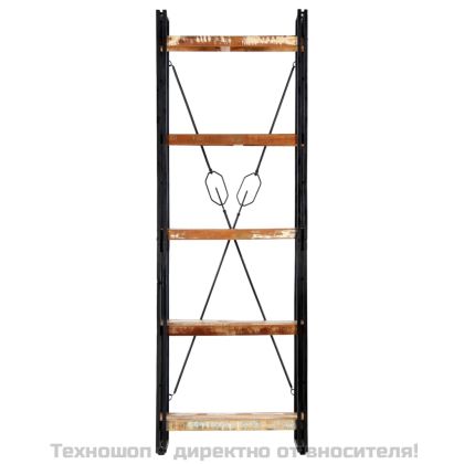 Библиотека с 5 рафта, 60x30x180 см, регенерирано дърво масив