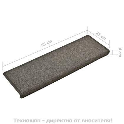 Изтривалки за стълби 15 бр. 65x21x4 см, тъмносиви, правоъгълни, кант