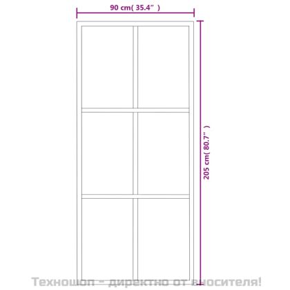 Плъзгаща се врата с механизъм, ESG стъкло и алуминий, 90x205 см