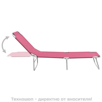Сгъваем шезлонг, стомана и текстил, розов