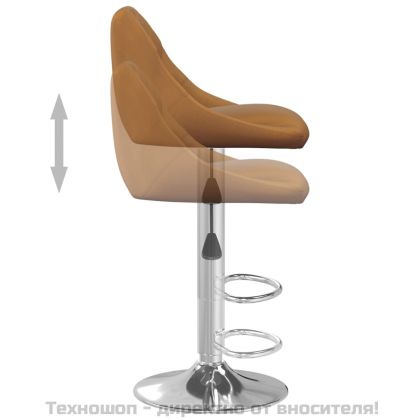 Бар табуретки, 2 бр, кафяви, кадифе
