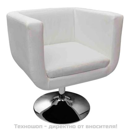 Бар столове, 2 бр, бели, изкуствена кожа