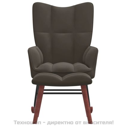 Люлеещ стол с табуретка, тъмносив, кадифе